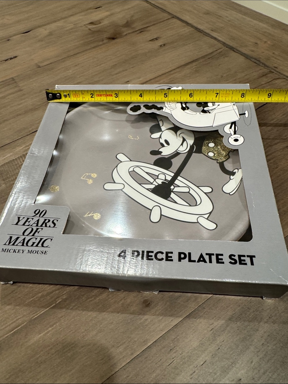 Disney Japan Mickey Mouse Silver and Gold 4-Piece melamine Plate Set